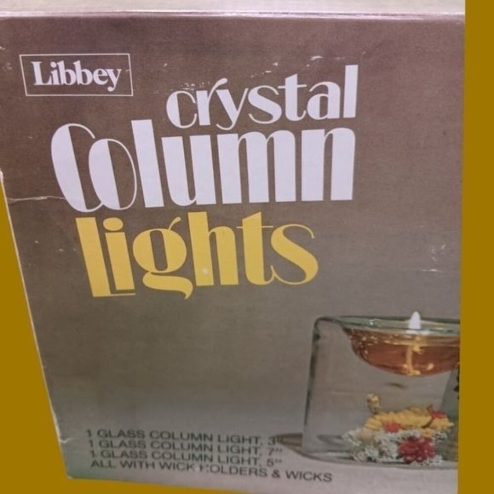 Libbey vintage crystal column lights glass candle holders - Picture 6 of 8